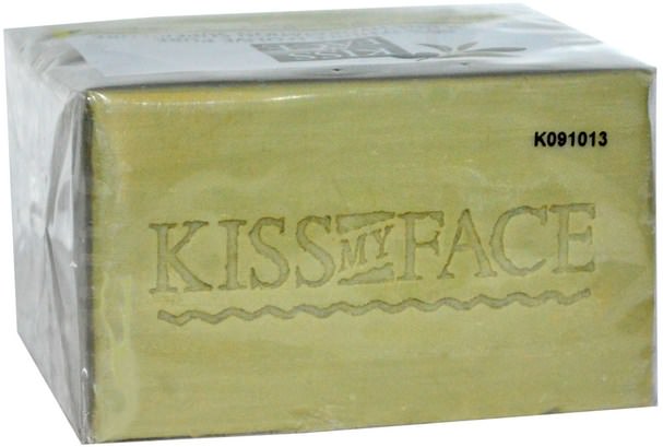 洗澡，美容，肥皂 - Kiss My Face, Pure Olive Oil Soap, Fragrance Free, 3 Bars, 4 oz Each