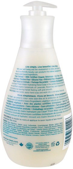 洗澡，美容，肥皂 - Live Clean, Hydrating Liquid Hand Soap, Fresh Water, 17 fl oz (500 ml)