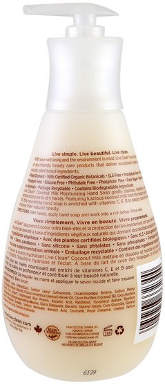 洗澡，美容，肥皂 - Live Clean, Moisturizing Liquid Hand Soap, Coconut Milk, 17 fl oz (500 ml)