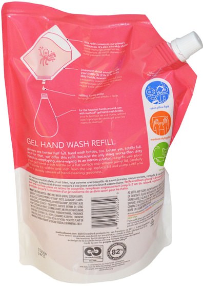 洗澡，美容，肥皂，方法補充 - Method, Gel Hand Wash Refill, Pink Grapefruit, 34 fl oz (1 l)
