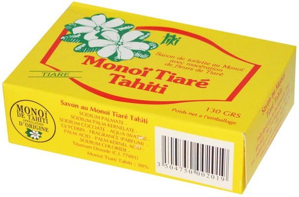 洗澡，美容，肥皂 - Monoi Tiare Tahiti, Coconut Oil Soap, Tiare (Gardenia) Scented, 4.55 oz (130 g)