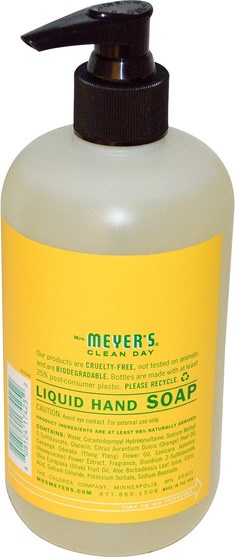 洗澡，美容，肥皂 - Mrs. Meyers Clean Day, Liquid Hand Soap, Honeysuckle Scent, 12.5 fl oz (370 ml)