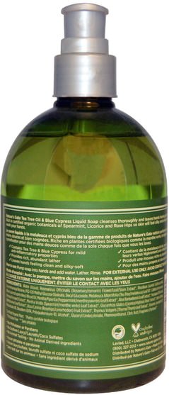 洗澡，美容，肥皂 - Natures Gate, Herbal Blend, Liquid Soap, Tea Tree & Blue Cypress, 12 fl oz (354 ml)