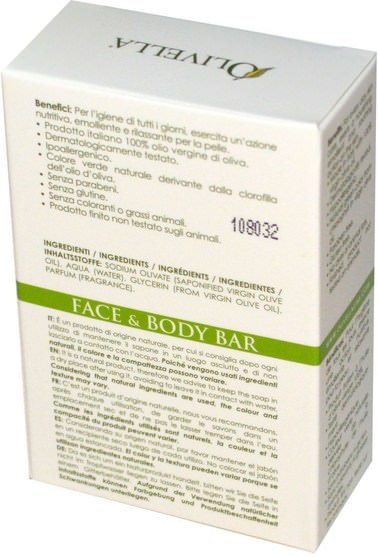 洗澡，美容，肥皂 - Olivella, Face & Body Bar, 5.29 oz (150 g)