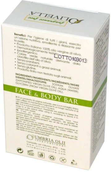 洗澡，美容，肥皂 - Olivella, Face & Body Bar, Fragrance Free, 3.52 oz (100 g)