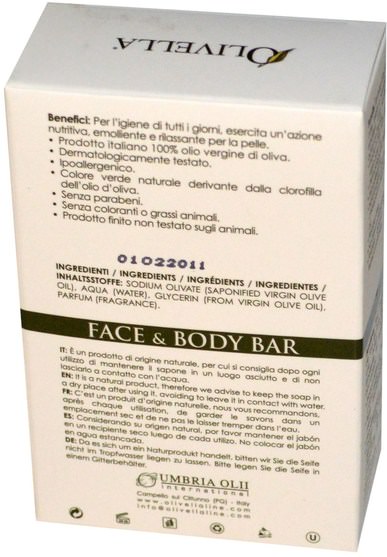洗澡，美容，肥皂 - Olivella, Face & Body Bar, Verbena, 5.29 oz (150 g)