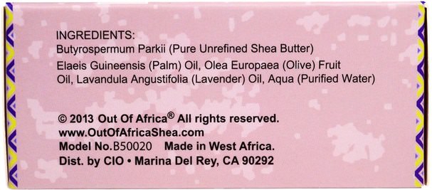 洗澡，美容，肥皂 - Out of Africa, Pure Shea Butter Bar Soap, Lavender, 3 Pack, 4 oz (120 g) Each