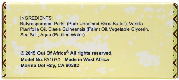 洗澡，美容，肥皂 - Out of Africa, Pure Shea Butter Bar Soap, Vanilla, 4 oz (120g)