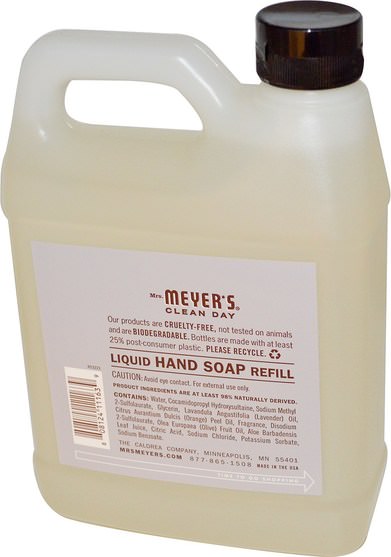 洗澡，美容，肥皂，筆芯 - Mrs. Meyers Clean Day, Liquid Hand Soap Refill, Lavender Scent, 33 fl oz (975 ml)