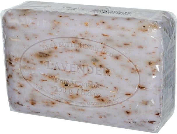 洗澡，美容，肥皂，乳木果油 - European Soaps, Pre de Provence Bar Soap, Lavender, 8.8 oz (250 g)