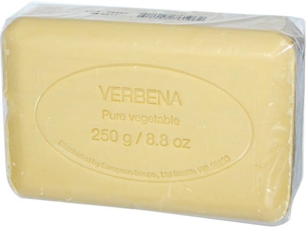 洗澡，美容，肥皂，乳木果油 - European Soaps, Pre de Provence Bar Soap, Verbena, 8.8 oz (250 g)