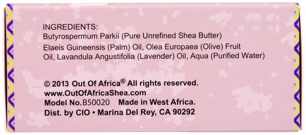洗澡，美容，肥皂，乳木果油 - Out of Africa, Pure Shea Butter Bar Soap, Lavender, 4 oz (120 g)