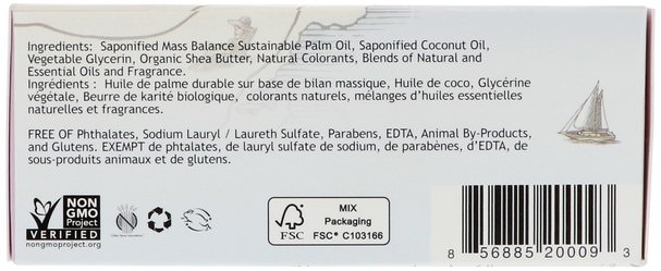 洗澡，美容，肥皂，乳木果油 - South of France, Lavender Fields, French Milled Oval Soap with Organic Shea Butter, 6 oz (170 g)