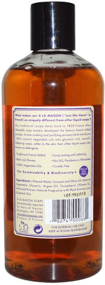 洗澡，美容，肥皂，沐浴露 - A La Maison de Provence, Bath & Shower Liquid Soap, Lavender Aloe, 16.9 fl oz (500 ml)