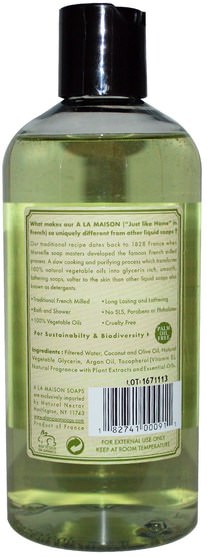 洗澡，美容，肥皂，沐浴露 - A La Maison de Provence, Bath & Shower Liquid Soap, Rosemary Mint, 16.9 fl oz (500 ml)