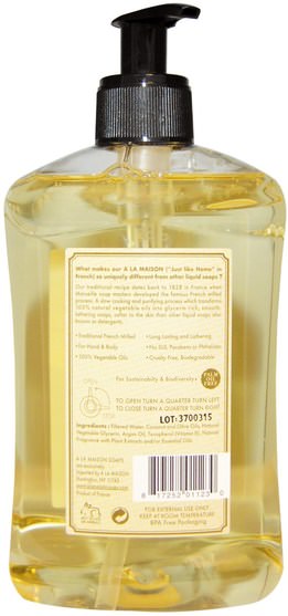 洗澡，美容，肥皂，沐浴露 - A La Maison de Provence, Hand and Body Liquid Soap, Sweet Almond, 16.9 fl oz (500 ml)