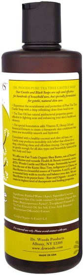 洗澡，美容，肥皂，沐浴露 - Dr. Woods, Tea Tree Castile Soap with Fair Trade Shea Butter, 16 fl oz (473 ml)
