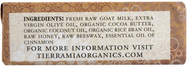 洗澡，美容，肥皂 - Tierra Mia Organics, Raw Goat Milk Skin Therapy, Body Soap Bar, Cinnamon Vanilla, 3.8 oz
