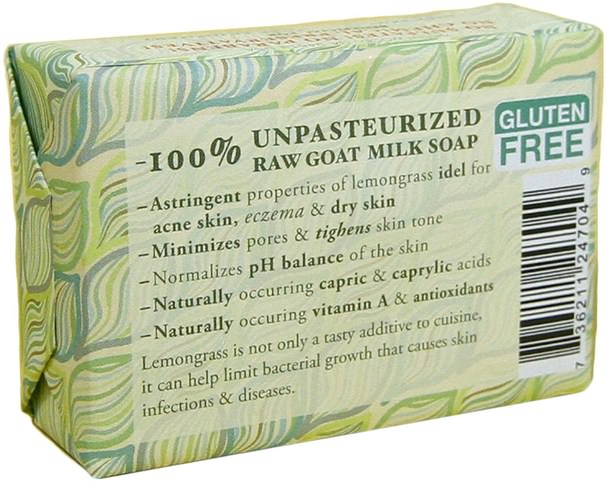 洗澡，美容，肥皂 - Tierra Mia Organics, Raw Goat Milk Skin Therapy, Body Soap Bar, Lemon Grass, 3.8 oz