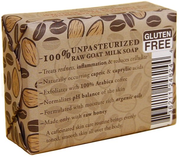洗澡，美容，肥皂 - Tierra Mia Organics, Raw Goat Milk Skin Therapy, Exfoliating Soap Bar, Almond Coffee, 3.8 oz