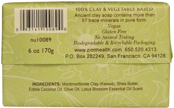 洗澡，美容，肥皂 - Zion Health, Ancient Clay Natural Soap, Song Bird, 6 oz (170 g)