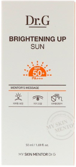 洗澡，美容，防曬霜，面部護理 - Dr. G, Brightening Up Sun Cream, SPF50+ PA+++, 1.69 fl oz (50 ml)
