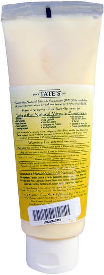 洗澡，美容，防曬霜，兒童和嬰兒防曬霜 - Tates, The Natural Miracle Sunscreen, SPF 30, 4 fl oz