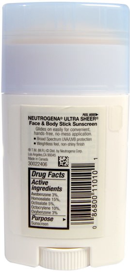 浴，美容，防曬霜，spf 50-75 - Neutrogena, Ultra Sheer Face & Body Stick, Sunscreen, SPF 70, 1.5 oz (42 g)