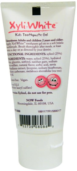 洗澡，美容，牙膏，嬰兒口腔護理 - Now Foods, Solutions, XyliWhite, Kids Toothpaste Gel, Bubblegum Splash, 3 oz (85 g)