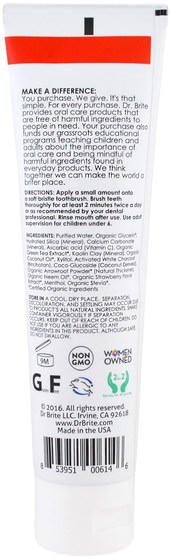 洗澡，美容，牙膏 - Dr. Brite, Mineral Toothpaste for Kids, Strawberry Sky, 4.2 oz (119 g)