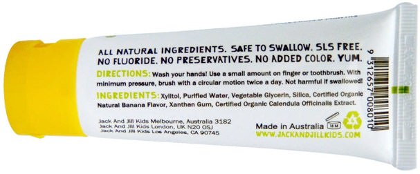 洗澡，美容，牙膏，兒童和嬰兒牙膏 - Jack n Jill, Natural Toothpaste, With Certified Organic Banana, 1.76 oz (50 g)