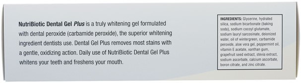 洗澡，美容，牙膏 - NutriBiotic, Dental Gel Plus, Truly Whitening, Wintergreen, 4.5 oz (128 g)