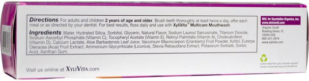 洗澡，美容，牙膏 - Organix South, XyliVita Multicare Whitening Toothpaste, Acai, 3.4 oz (96 g)