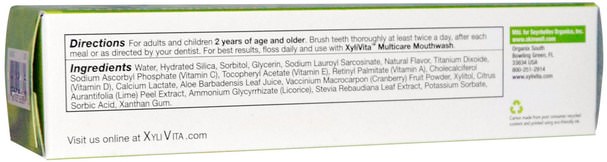 洗澡，美容，牙膏 - Organix South, XyliVita, Xylitol Multicare Whitening Toothpaste, Key Lime, 3.4 oz (96 g)