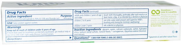洗澡，美容，牙膏 - Toms of Maine, Wicked Fresh!, Fluoride Toothpaste, Spearmint Ice, 4.7 oz (133 g)