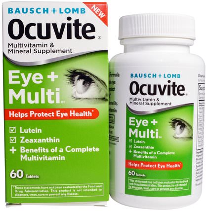 Eye + Multi, 60 Tablets by Bausch & Lomb Ocuvite, 葉黃素，補充劑，玉米黃質，眼部護理，視力保健 HK 香港