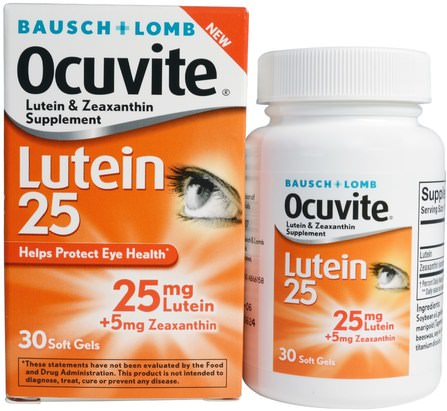 Lutein 25, 30 Soft Gels by Bausch & Lomb Ocuvite, 葉黃素，健康，眼部護理，視力保健，bausch＆lomb ocuvite HK 香港