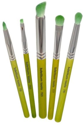 Green Bambu Series, Smoky Eyes, 5 Piece Brush Set by Bdellium Tools, 沐浴，美容，禮品套裝，化妝品禮品套裝，化妝工具，化妝刷 HK 香港
