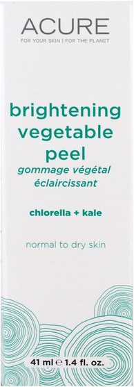美女 - Acure Organics, Brightening Vegetable Peel, 1.4 fl oz (41 ml)