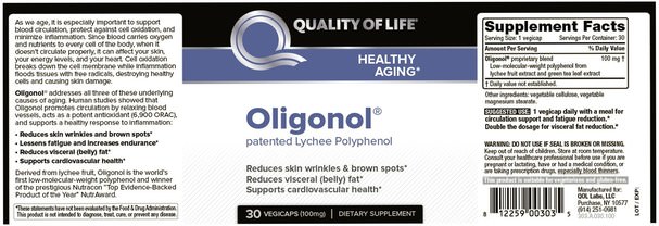 美容，抗衰老，水果提取物 - Quality of Life Labs, Oligonol, 100 mg, 30 Veggie Caps