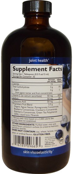 美容，抗衰老，透明質酸 - Neocell, Hyaluronic Acid, Blueberry Liquid, 16 fl oz (473 ml)