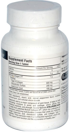 美容，抗衰老，透明質酸 - Source Naturals, Hyaluronic Acid, 100 mg, 30 Tablets