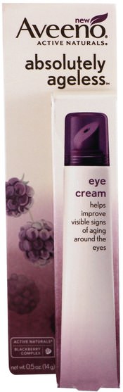 美容，眼霜 - Aveeno, Absolutely Ageless, Eye Cream.5 oz ( 14 g)