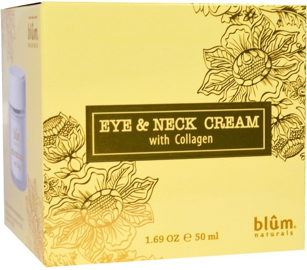 美容，眼霜，面部護理，面霜，乳液 - Blum Naturals, Eye & Neck Cream with Collagen, 1.69 oz (50 ml)