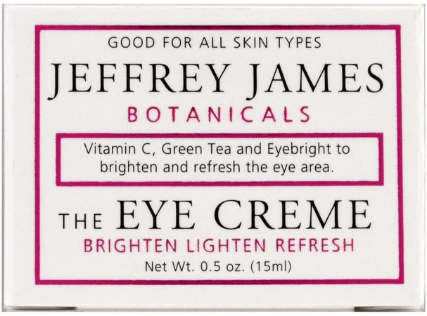 美容，眼霜，面部護理，皮膚類型抗衰老皮膚 - Jeffrey James Botanicals, The Eye Cream, Brighten Lighten Refresh, 0.5 oz (15 ml)