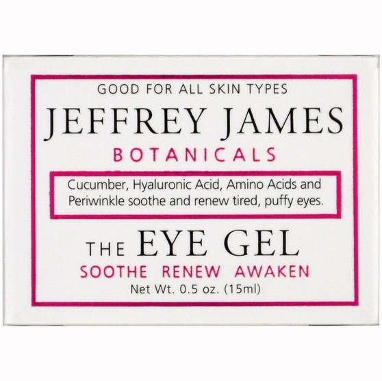 美容，眼霜，面部護理，皮膚類型抗衰老皮膚 - Jeffrey James Botanicals, The Eye Gel, Soothe Renew Awaken, 0.5 oz (15 ml)