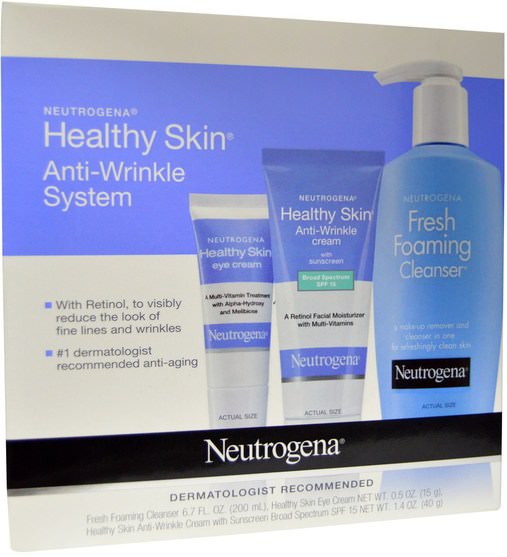 美容，眼霜，面部護理，皮膚類型抗衰老皮膚 - Neutrogena, Healthy Skin Anti-Wrinkle System, 3 Piece Set