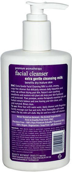 美容，面部護理 - Beauty Without Cruelty, Facial Cleanser, Extra Gentle Cleansing Milk, 8.5 fl oz (250 ml)