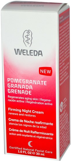 美容，面部護理，面霜，乳液，浴，摩洛哥堅果 - Weleda, Pomegranate Firming Night Cream, 1.0 fl oz (30 ml)
