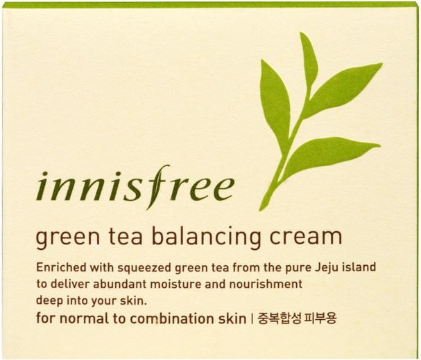美容，面部護理，面霜乳液，精華素，綠茶皮膚 - Innisfree, Green Tea Balancing Cream, 1.69 oz (50 ml)